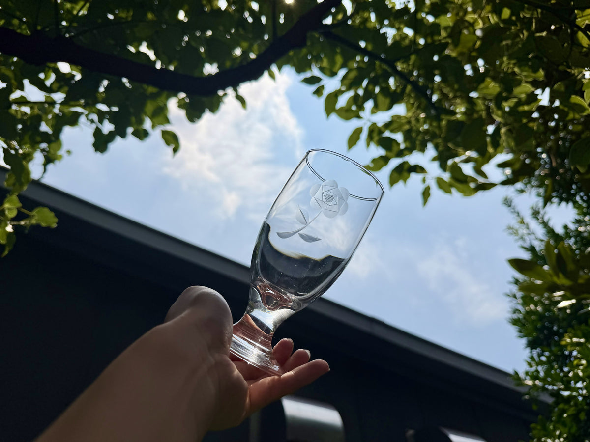 ひとつバラのペアグラス